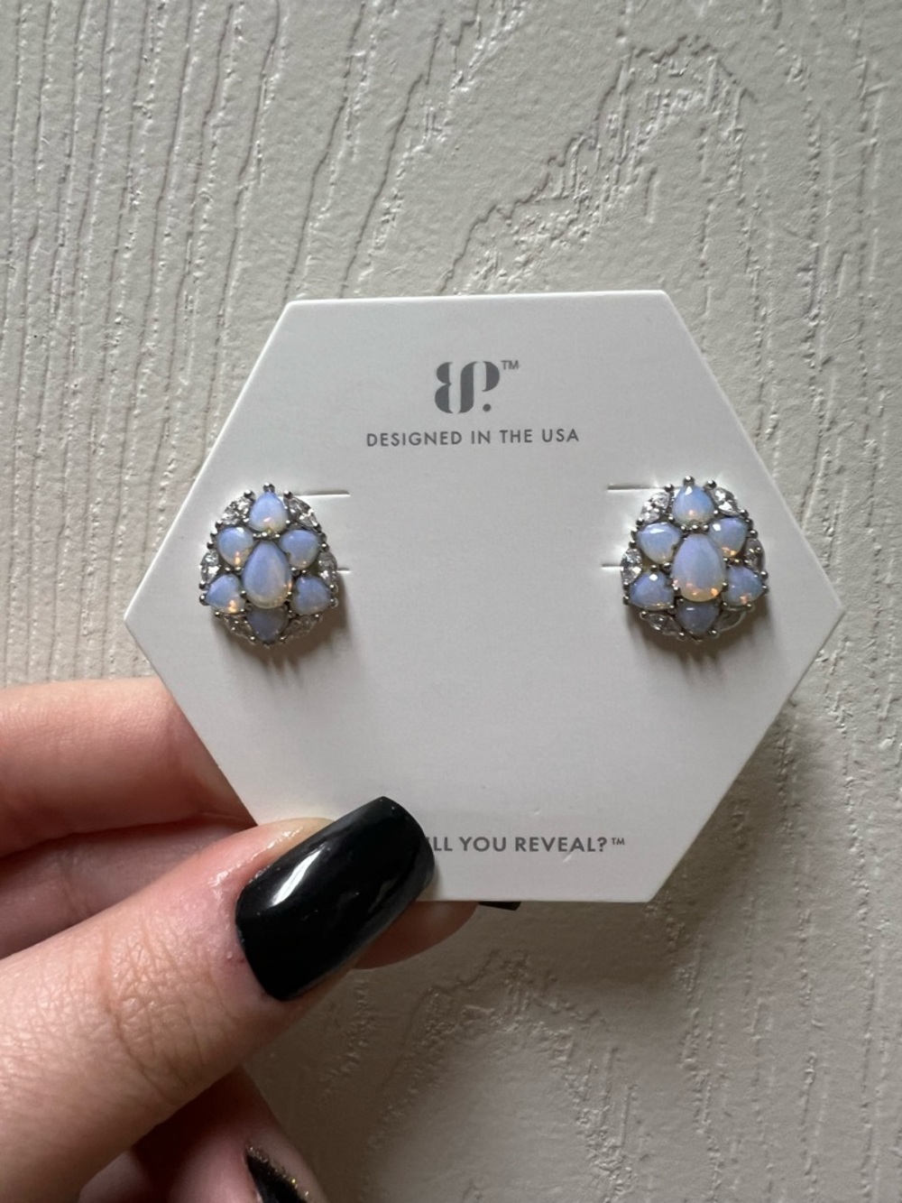 Moonstone Cluster Stud Earrings in White Opalescent